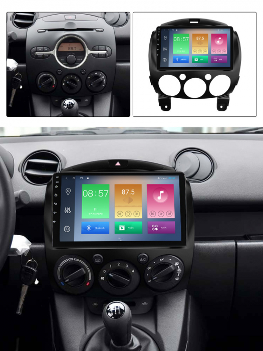 Navigatie dedicata Mazda 2 2007-2014, 4GB RAM 64GB ROM, Octacore, Android 13, Display QLED 9", DSP, Carplay, Android Auto, Internet, Youtube, Waze, WIFI, Bluetooth [5]