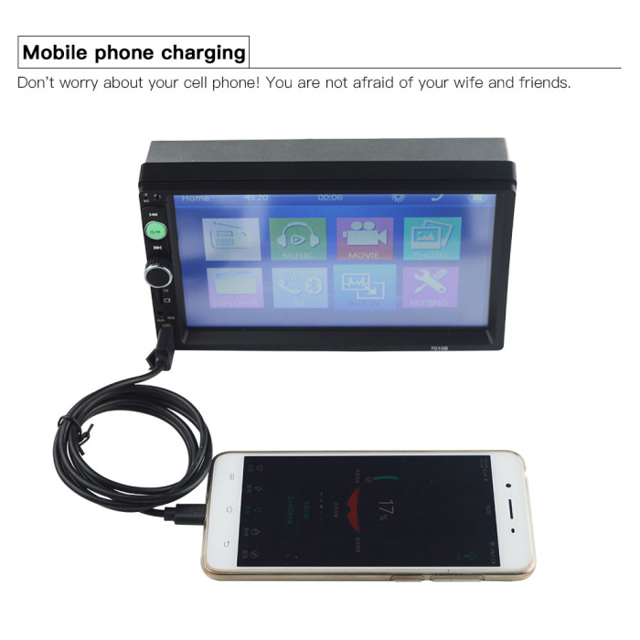 Player Auto NAVI-It MirrorLink VW Skoda Seat mp5 player auto 7010B, Rama,Suporti prindere, Bluetooth, Divix , AVI , USB, SD Card , AUX, camera marsarier [3]