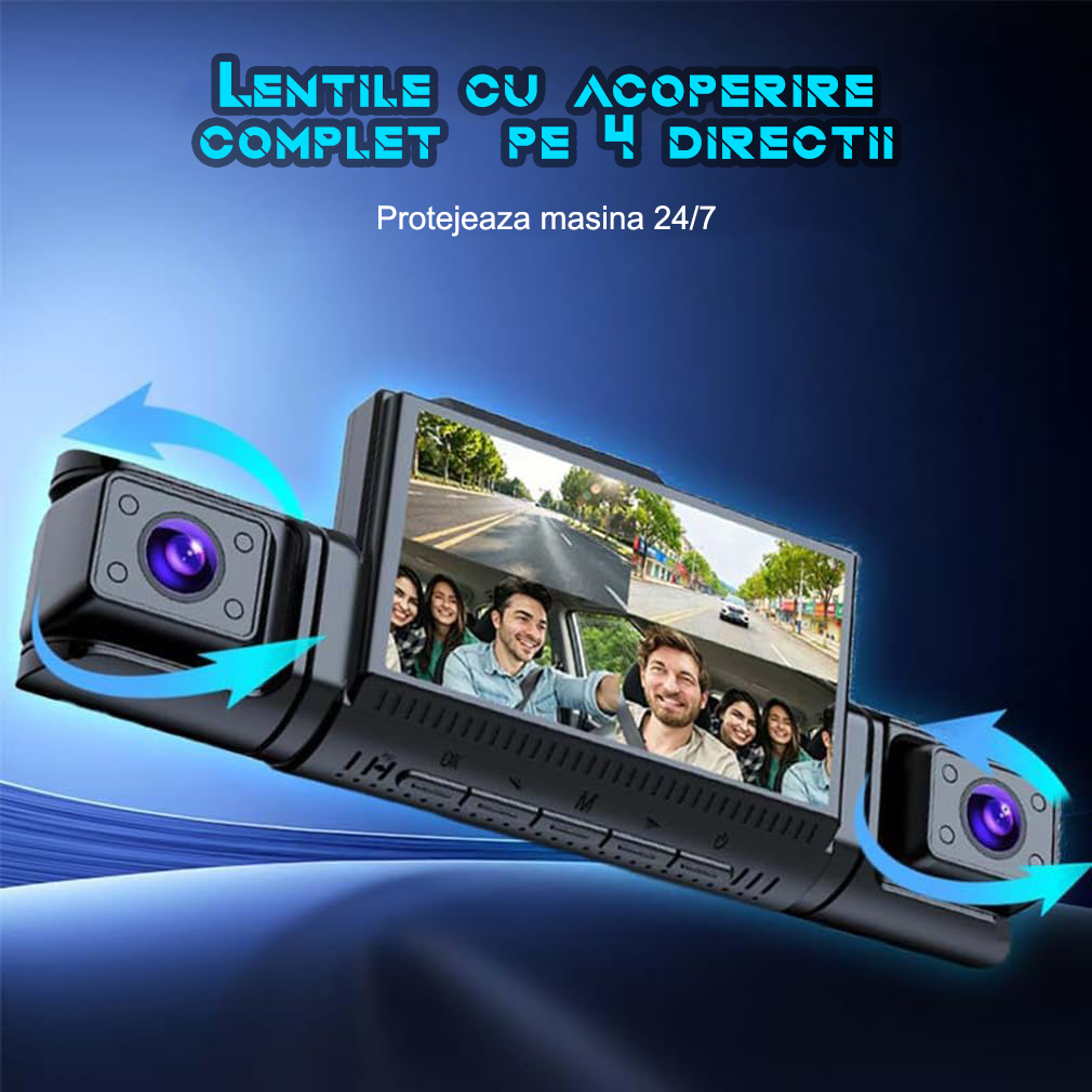 Cameră auto 4G LTE 2K cu 4 canale, DVR panoramic 360°, camere frontale și spate, monitorizare de la distanță prin 4G, ADAS și BSD, control prin aplicație Wi-Fi, GPS cu urmărirea traseului și NightVisi [2]