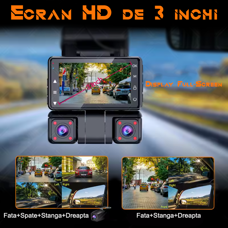 Camera Filmare Trafic 2.5K+1K+1K+1K cu Infrared, Filmare Fata-Spate-Stanga-Dreapta, Wi-Fi, Aplicatie, TF Card [4]
