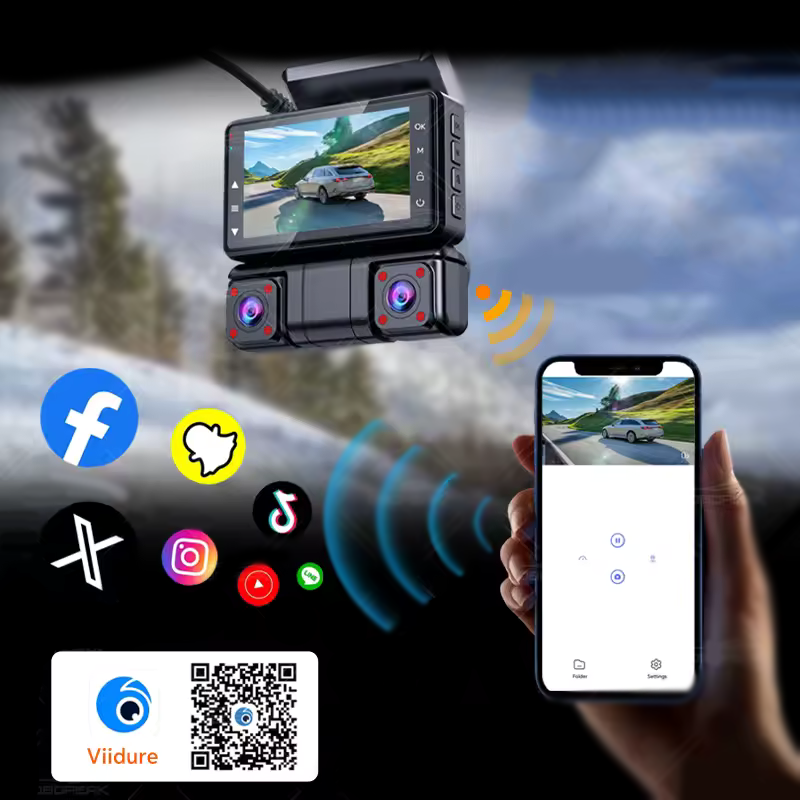 Camera Filmare Trafic 2.5K+1K+1K+1K cu Infrared, Filmare Fata-Spate-Stanga-Dreapta, Wi-Fi, Aplicatie, TF Card [10]