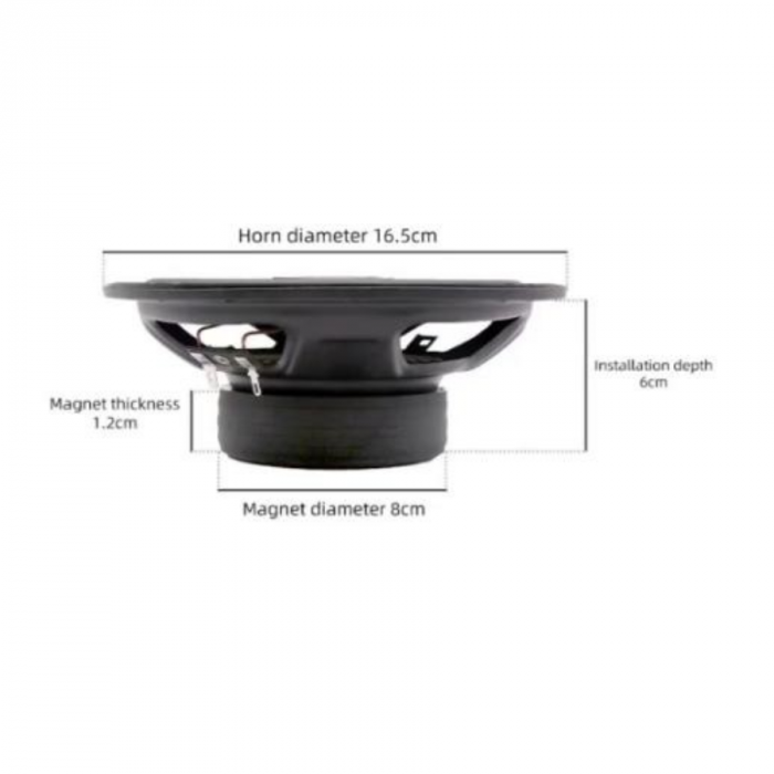 Set difuzoare coaxiale de 16.5 mm K-60B, frecventa de 55HZ-55KHZ, 90db, RMS 150W, Neagra [2]