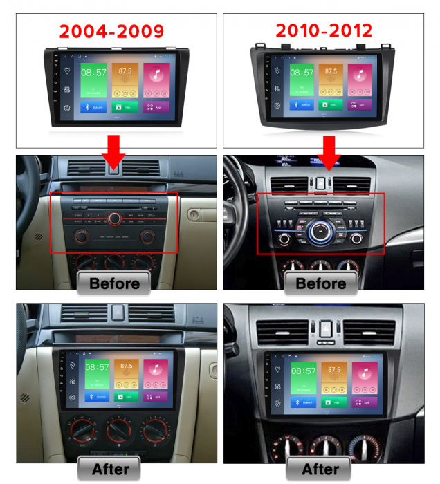 Navigatie dedicata Mazda 3 2013-2016, 4GB RAM 64GB ROM, Quadcore, Android 14, Display QLED 1K, 9", DSP, Carplay&Android Auto, Suport camere AHD [2]