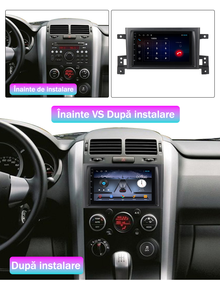 Kit (Resigilata) Navigatie dedicata Suzuki Grand Vitara 2GB RAM 32GB ROM, 2GB RAM 32GB ROM, Quad Core, Display 7" IPS Full HD, Carplay, Android 13, Bluetooth, Magazin Play, Suport camere AHD [7]