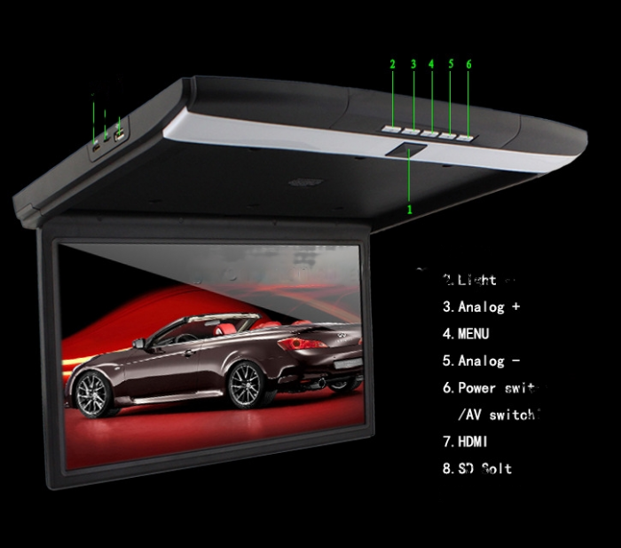 Monitor Auto Plafon Flip Down 17,3" ,Super Slim, HD, SD, USB, HDMI, FM [5]