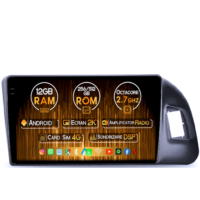Navigati dedicata Q5 2010-2018, Chorus Ecran Rosu, 12GB RAM 256GB ROM, Android 13, Rezolutie 2K, Display QLED 9", DSP, Carplay&Android Auto, SIM 4G, Ventilator Activ, Suport Camere 3 [1]