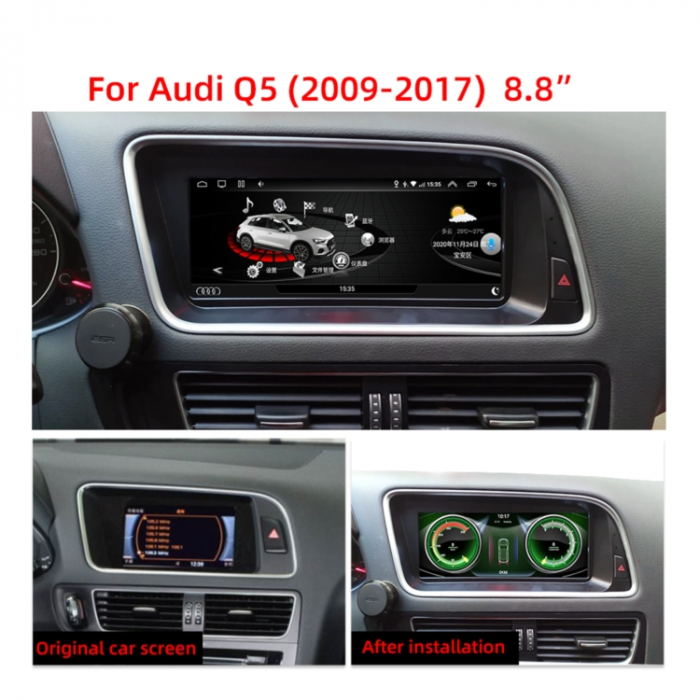 Navigatie dedicata AUDI Q5 A4, A5 2009-2017, CU MMI, Platforma Qualcom display integrat IPS de 1280*720 de 8.8", 8 GB RAM 64 ROM, Octacore 2.0ghz, Android 14, DSP, Carplay, Android Auto - [3]