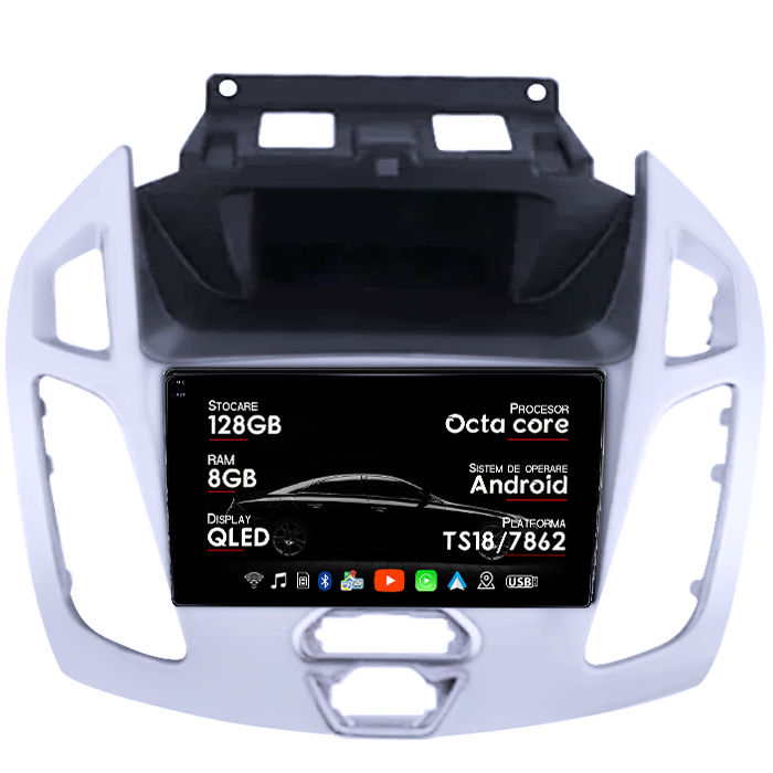 Navigatie dedica Ford Transit Connect 2015, 8GB RAM 128GB ROM, Octacore, Platforma TS18, Android 14, Display QLED 9", Suporta camera 360", DSP, Carplay&Android Auto, SIM 4G, Ventilator Activ [1]