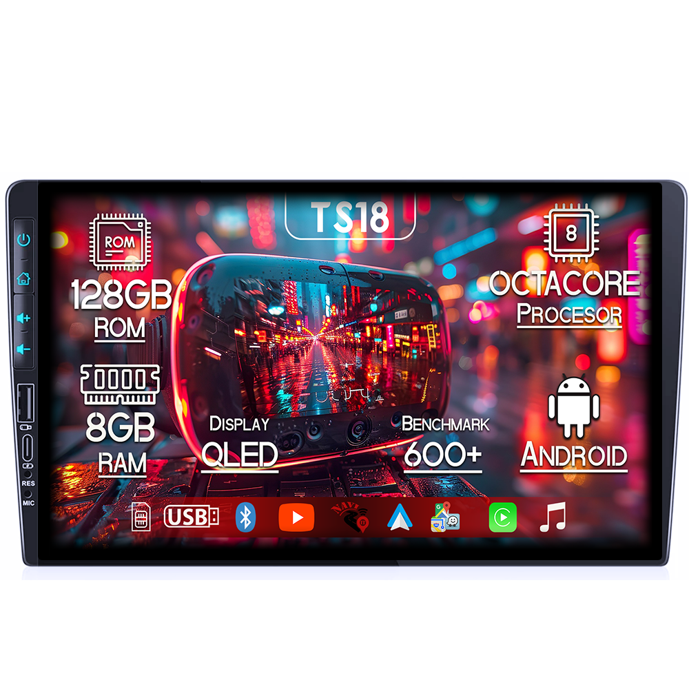 Navigatie dedicata 2 DIN, USB&Butoane fizice frontale, Platforma TS18, 9 Inch, 8GB RAM 128GB ROM, Octacore, Android 14, Android Auto&Carplay [1]