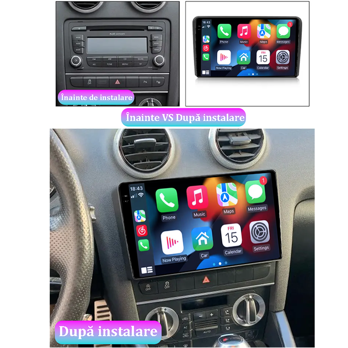 Navigatie dedicata Audi A3 2003-2013, 4GB RAM 64GB ROM, Procesor Qualcomm Octacore, Android 14, Rezolutie 2K, Display QLED 9", DSP, Carplay&Android Auto, SIM 4G [7]