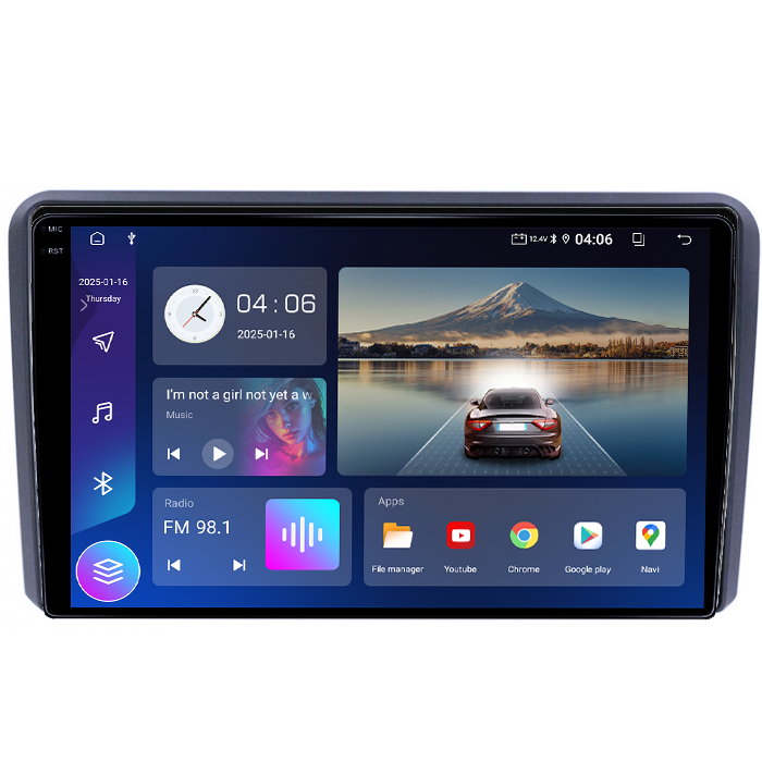 Navigatie dedicata Audi A3 2003-2013, Android 14, Wireless Carplay si Android auto 4GB RAM 64GB ROM, Quadcore, Display QLED 1K, 9inch, Microfon Extern, Camera AHD [2]