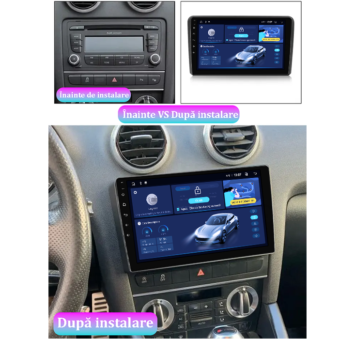 Navigatie dedicata Audi A3, 4GB RAM 64GB ROM, Octacore, Android 14, Display QLED 1K 9", Carplay&Android Auto, SIM 4G, Ventilator Activ [4]