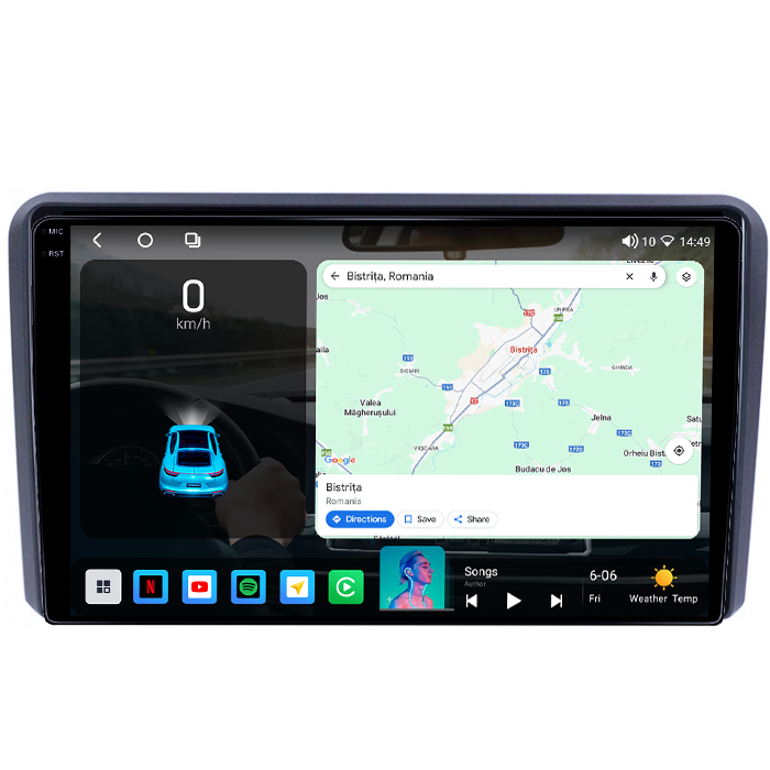 Navigatie dedicata Audi A3, 4GB RAM 64GB ROM, Octacore, Android 14, Display QLED 1K 9", Carplay&Android Auto, SIM 4G, Ventilator Activ [2]