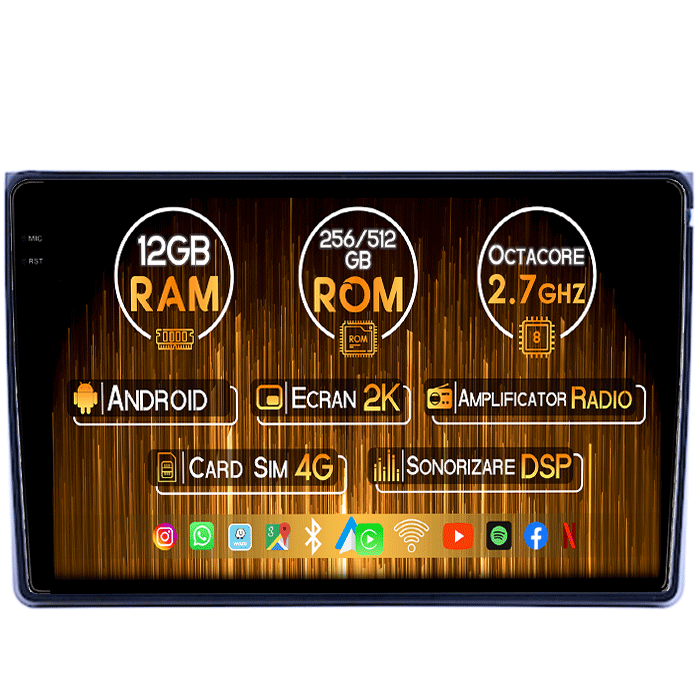 Navigatie dedicata Audi A4 B6 B7 , SEAT EXEO ( 2001 - 2008 ), 12GB RAM 256GB ROM, Android 13, Rezolutie 2K, Display QLED, 9", DSP, Carplay, Android Auto [1]