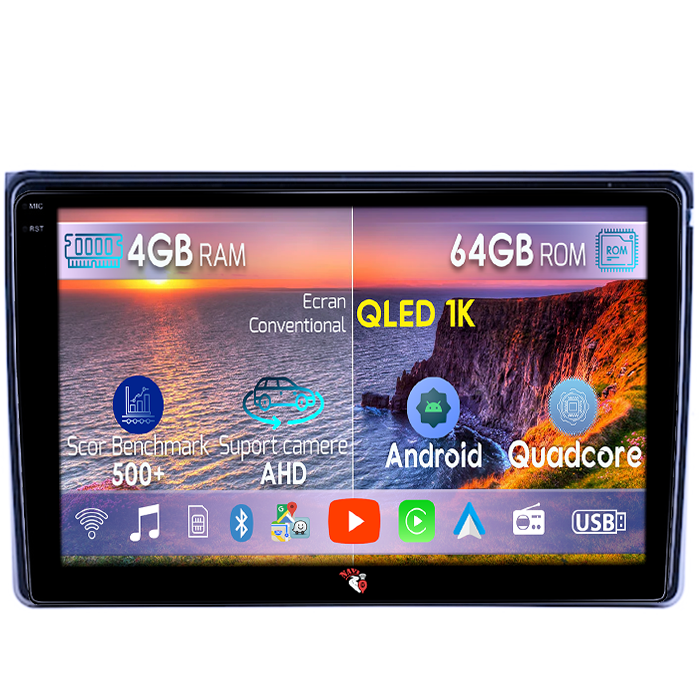 Navigatie dedicata Audi A4 B6 B7, SEAT EXEO 2001-2008, 4GB RAM 64GB ROM, Octacore, Android 14, Display QLED 1K 9", Carplay&Android Auto, SIM 4G, Ventilator Activ [1]