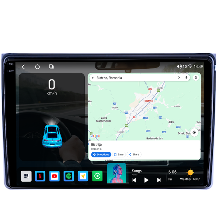 Navigatie dedicata Fiat Panda 2003-2012, 4GB RAM 64GB ROM, Octacore, Android 14, Display QLED  9", Carplay&Android Auto, SIM 4G, Ventilator Activ [2]