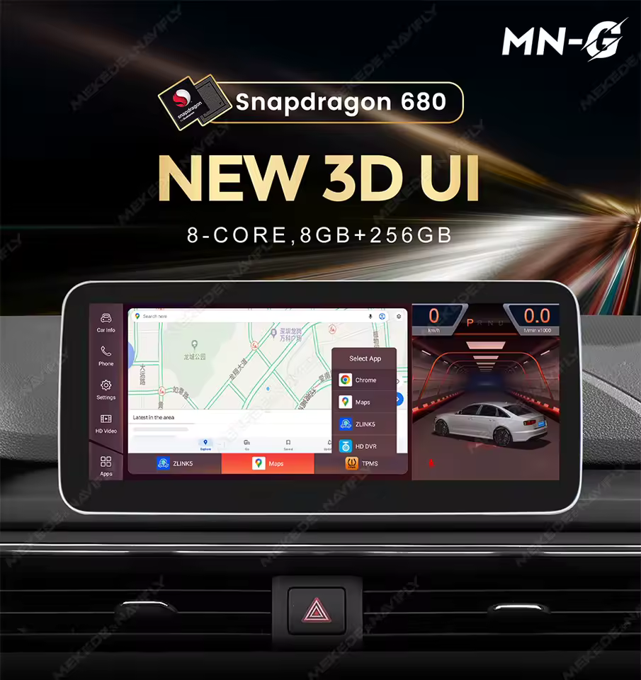 Navigatie dedicata Audi A4 A5 cu MMI3, 8GB RAM 256GB ROM, Octacore,Android 14, Display QLED 12.3”, DSP, Carplay&Android Auto, SIM 4G, [3]