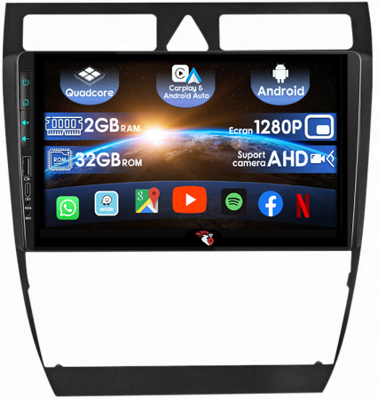 Navigatie dedicata Audi A6 1997-2004, USB&Butoane fizice frontale, Android 13, Wireless Carplay si Android auto 2 GB RAM 32 ROM, Display IPS, 9 inch, Microfon Extern NAVI-IT [1]
