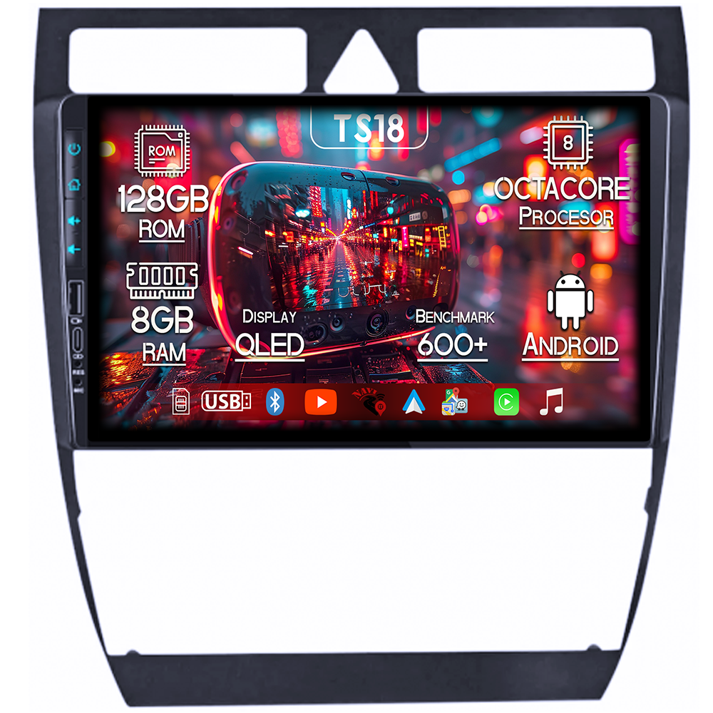 Navigatie dedicata Audi A6 1997-2004, USB&Butoane fizice frontale, Platforma TS18, 9 Inch, 8GB RAM 128GB ROM, Octacore, Android 14, Android Auto&Carplay [1]