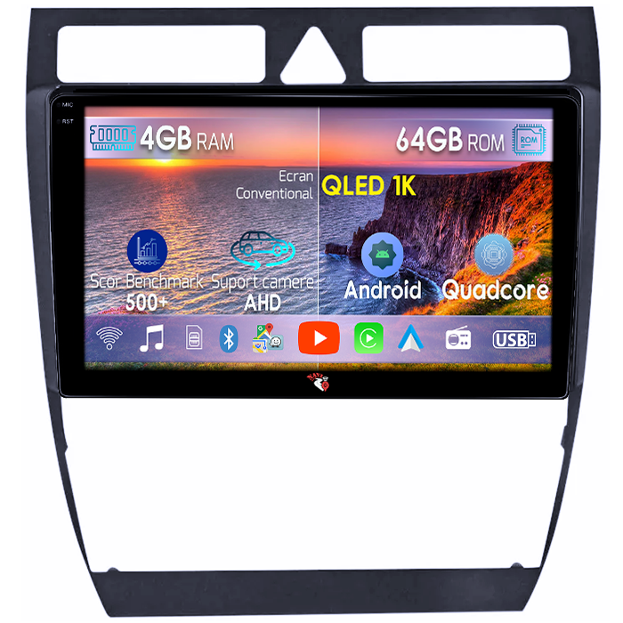 Navigatie dedicata Audi A6 1997-2005, 4GB RAM 64GB ROM, Octacore, Android 14, Display QLED 1K 9", Carplay&Android Auto, SIM 4G, Ventilator Activ [1]