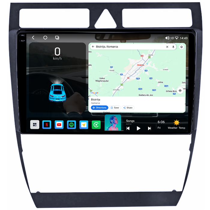 Navigatie dedicata Audi A6 1997-2005, 4GB RAM 64GB ROM, Octacore, Android 14, Display QLED 1K 9", Carplay&Android Auto, SIM 4G, Ventilator Activ [2]