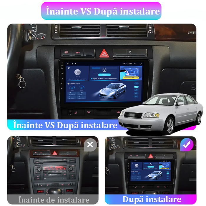 Navigatie dedicata Audi A6, C5 1997-2004, 8GB RAM 128GB ROM, Octacore, Platforma TS18, Android 13, Display QLED 9”, Suporta camera 360º, DSP, Carplay&Android Auto, SIM 4G, Ventilator Activ [5]