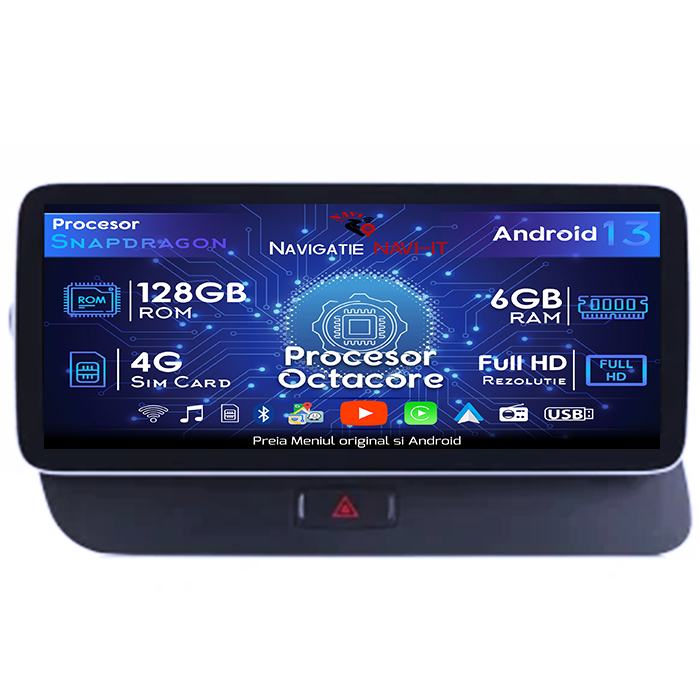 Navigatie dedicata Audi Q5 2009 -2016 MMI 3G, Android 13, Wireless Carplay si Android auto, 6GB RAM 128GB ROM, Octacore 2.0ghz, Display IPS 1280*720, 10.25 inch, Microfon Extern [1]