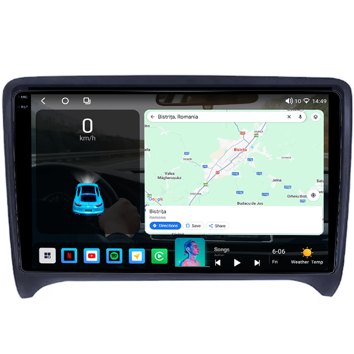 Navigatie dedicata Audi TT 2006-2015, 4GB RAM 64GB ROM, Octacore, Android 14, Display QLED 1K 9", Carplay&Android Auto, SIM 4G, Ventilator Activ [2]