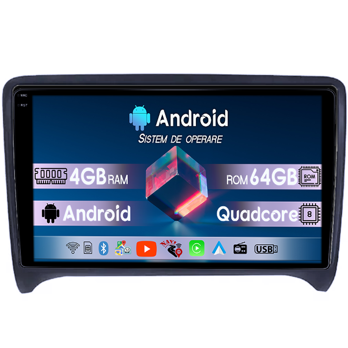 Navigatie dedicata Audi TT 2006-2015, Android 14, Wireless Carplay si Android auto 4GB RAM 64GB ROM, Display QLED 1K, QLED 1K, 9inch, Microfon Extern [1]