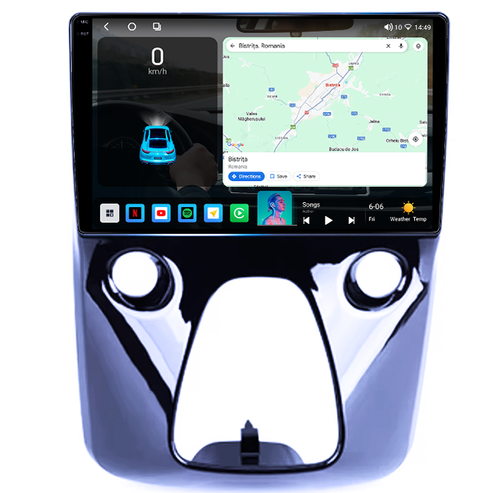 Navigatie dedicata Aygo 2012-2020, 4GB RAM 64GB ROM, Procesor Qualcomm Octacore, Android 14, Rezolutie 2K, Display QLED 9", DSP, Carplay&Android Auto, SIM 4G [3]