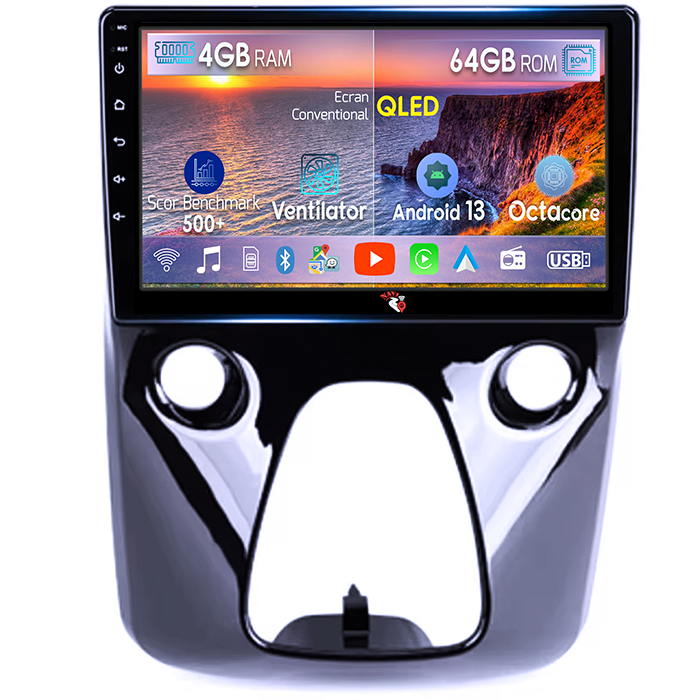 Navigatie dedicata Aygo 2012-2020, 4GB RAM 64GB ROM, Octacore, Android 13, Display QLED 10", DSP, Carplay, Android Auto, SIM 4G [1]