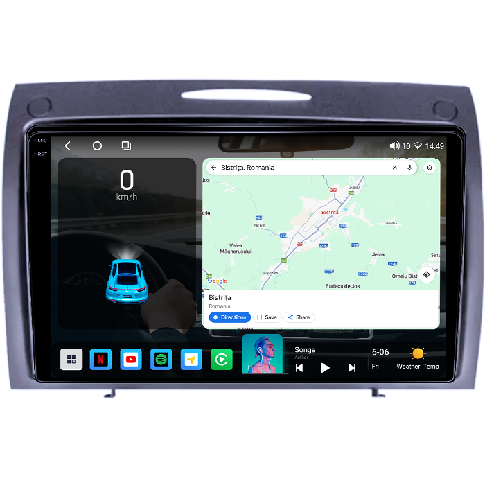 Navigatie dedicata BENZ SLK 2006-2010, 4GB RAM 64GB ROM, Procesor Qualcomm Octacore, Android 14, Rezolutie 2K, Display QLED 9", DSP, Carplay&Android Auto, SIM 4G [2]