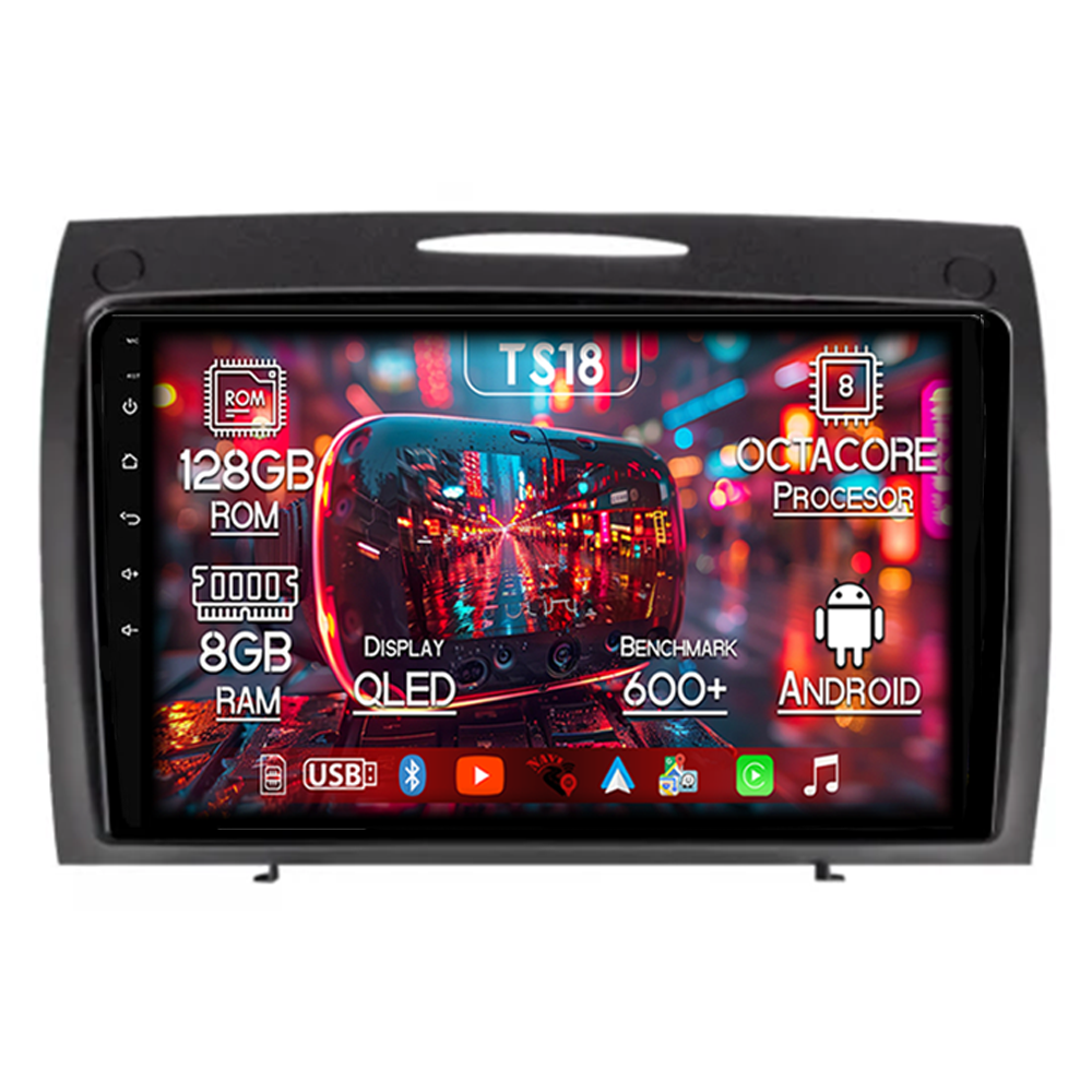 Navigatie dedicata BENZ SLK 2006-2010, 8GB RAM 128GB ROM, Octacore, Platforma TS18, Android 13, Display QLED 9”, Suporta camera 360º, DSP, Carplay&Android Auto, SIM 4G, Ventilator Activ [1]