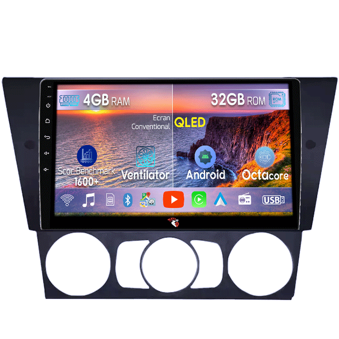 Navigatie dedicata BMW E90 2004-2013, 4 GB RAM 32 ROM, Android 13, Display QLED, 9", DSP, Carplay, Android Auto, Internet, Youtube , Waze , Wi Fi , Usb , Bluetooth [1]