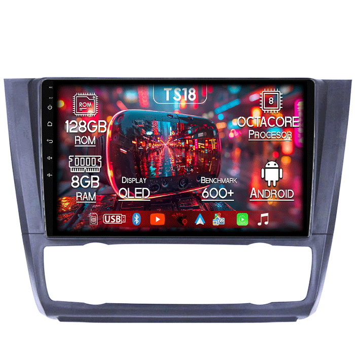 Navigatie dedicata BMW Seria 1 E81/E87 2007-2013, 8GB RAM 128GB ROM, Octacore, Platforma TS18, Android 13, Display QLED 9”, Suporta camera 360º, DSP, Carplay&Android Auto, SIM 4G, Ventilator Activ [1]