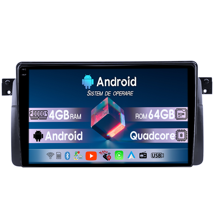 Navigatie dedicata BMW SERIA 3 E46 1999-2006, 4GB RAM 64GB ROM, Quadcore, Android 14, Display QLED 1K 9", DSP, Carplay&Android Auto, Suport camere AHD [1]