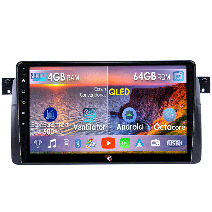Navigatie dedicata BMW Seria 3 E46 1999-2006, 4GB RAM 64GB ROM, Octacore, Android 13, Display QLED 9", DSP, Carplay, Android Auto, Internet, Youtube, Waze, WIFI, Bluetooth [1]