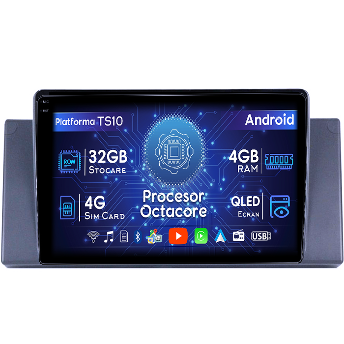 Navigatie dedicata BMW Seria 5 E39/E53 2000-2006, 4GB RAM 32GB ROM, Octacore, Android 14, Display QLED 1K 9", DSP, Carplay&Android Auto, SIM 4G, Bluetooth, Ventilator Activ [1]