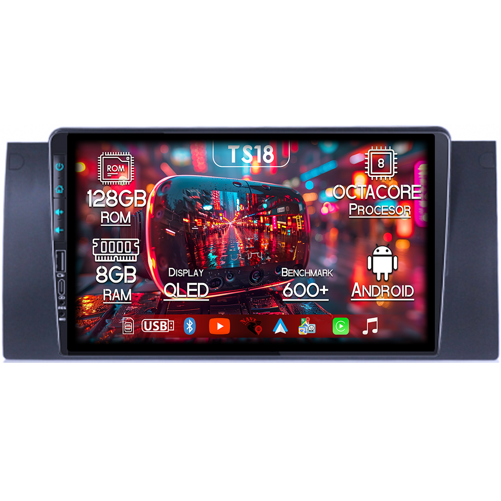 Navigatie dedicata BMW SERIA 5 E39/ X5/E53, USB&Butoane fizice frontale, Platforma TS18, 9 Inch, 8GB RAM 128GB ROM, Octacore, Android 14, Android Auto&Carplay [1]