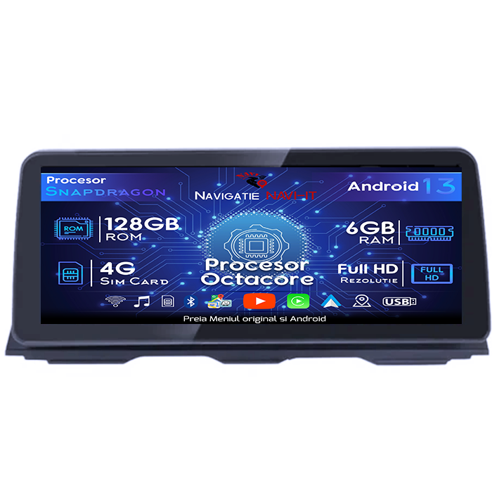 Navigatie dedicata BMW Seria 5 F10/F11 2010-2013, Seria 6 F06 2011-2018 CIC, 6GB RAM 128GB ROM, Octacore, Android 14, Display QLED 12.3", DSP, Carplay&Android Auto, SIM 4G - [1]