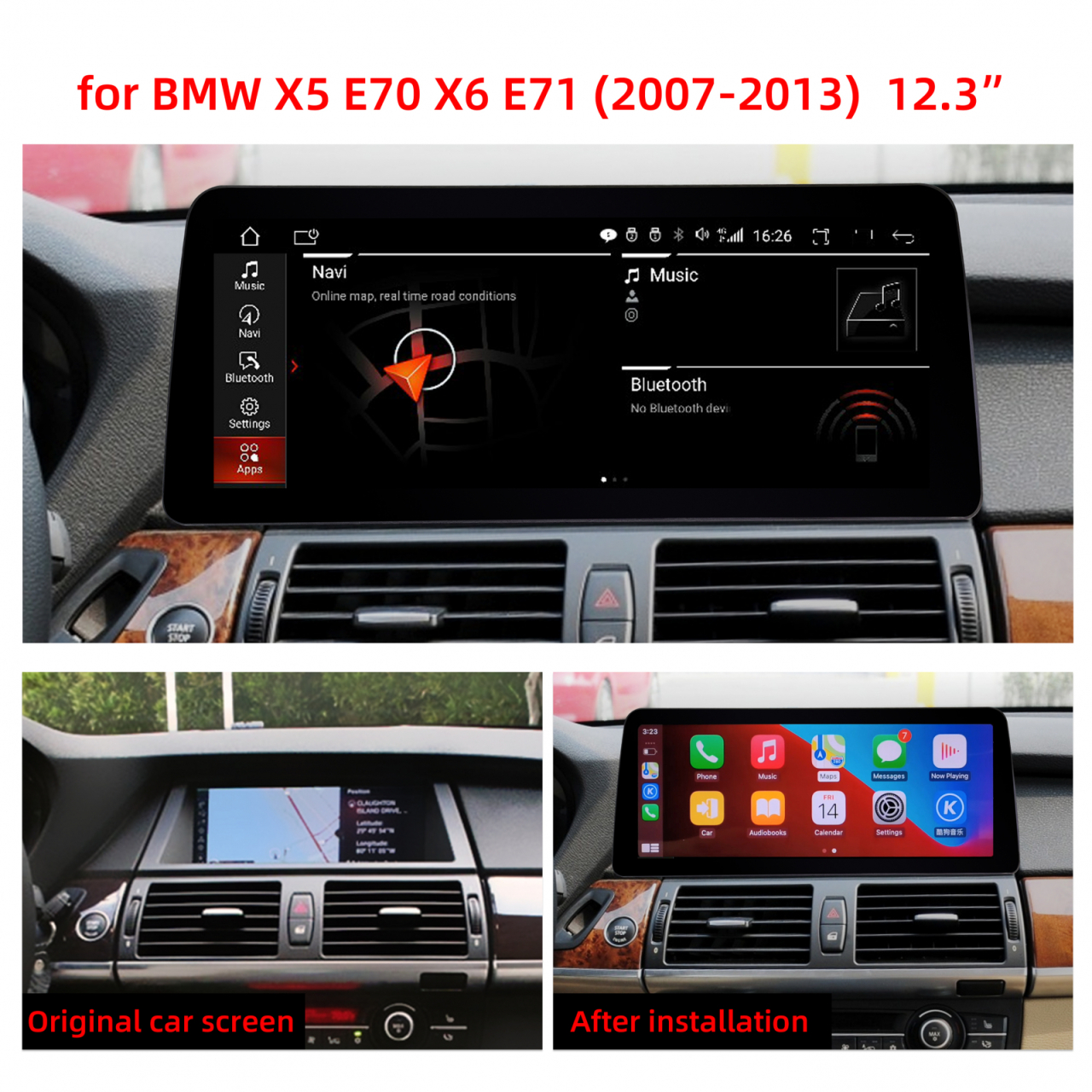 Navigatie dedicata BMW X1/X2/X3/X5/X6&Seria 1/3/4/5/6 2010-2013, 8GB RAM 256GB ROM, Procesor Qualcomm Octacore, Android 14, Rezolutie 2K, Display QLED 12.3", DSP, Carplay&Android Auto, SIM 4G [3]