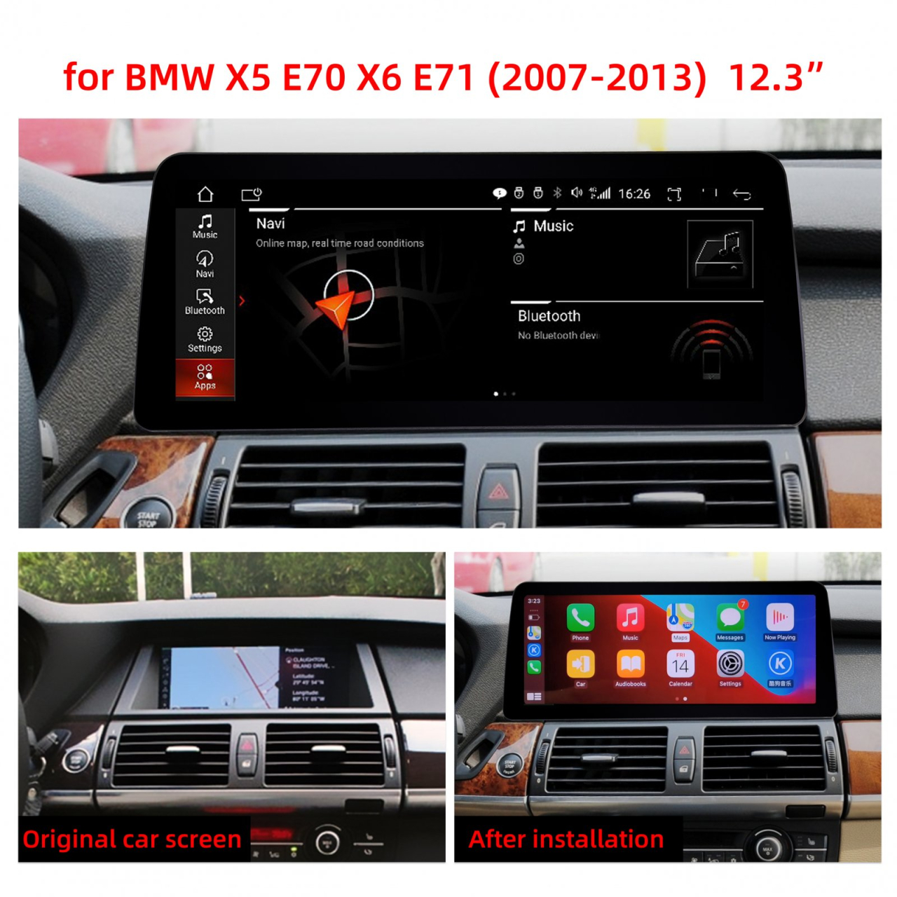Navigatie dedicata BMW X1/X2/X3/X5/X6&Seria 1/3/4/5/6 2010-2013, 8GB RAM 64GB ROM, Procesor Qualcomm Octacore, Android 14, Rezolutie 2K, Display QLED 12.3", DSP, Carplay&Android Auto, SIM 4G [3]