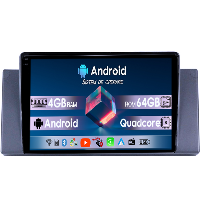 Navigatie dedicata BMW X5 E53 2000-2006, 4GB RAM 64GB ROM, Quadcore, Android 14, Display QLED 1K 9", DSP, Carplay&Android Auto, Suport camere AHD [1]