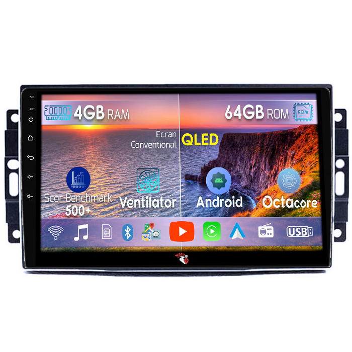 Navigatie dedicata Dodge Avenger/Challenger 3/Charger/Dakota/Duragno/Nitro, 4GB RAM 64GB ROM, Octacore, Android 14, Display QLED 9", DSP, Carplay&Android Auto, SIM 4G, Ventilator Activ [1]