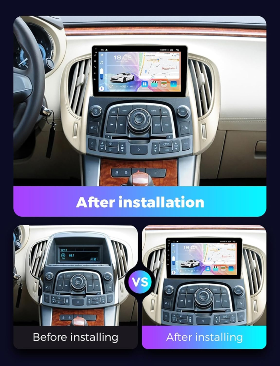 Navigatie dedicata Buick Lacrosse 2009-2013, 8GB RAM 256GB ROM, Quadcore, Android 14, Display QLED, 9", DSP, Carplay&Android Auto, Suport camere AHD                      [2]