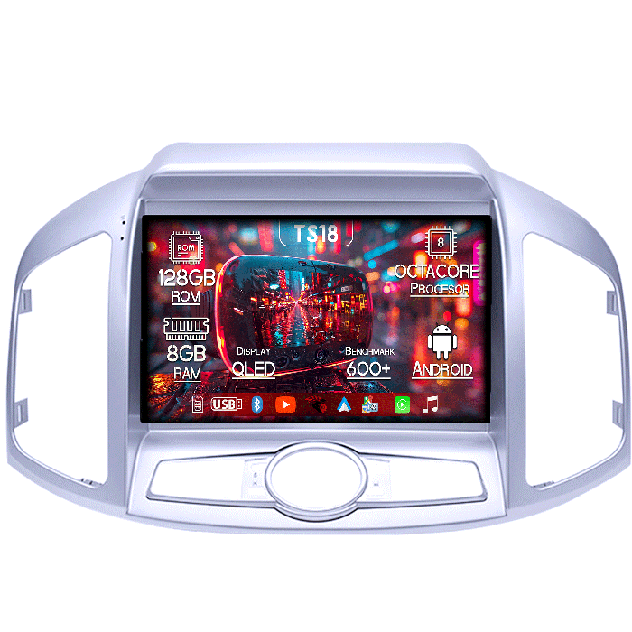 Navigatie dedicata Captiva 2012-2017, 8GB RAM 128GB ROM, Octacore, Platforma TS18, Android 13, Display QLED 9”, Suporta camera 360º, DSP, Carplay&Android Auto, SIM 4G, Ventilator Activ [1]