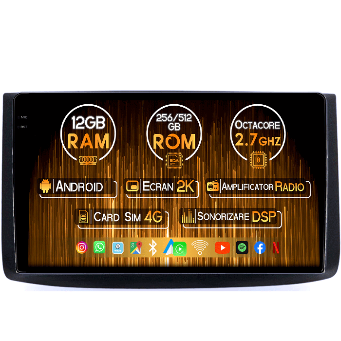 Navigatie dedicata Chevrolet Aveo 2006-2012, 12GB RAM 256GB ROM, Android 13, Rezolutie 2K, Display QLED, 9", DSP, Carplay, Android Auto, Internet, Youtube, Waze, Wi Fi, USB [1]