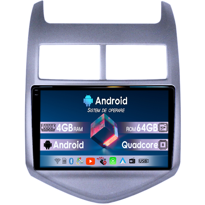 Navigatie dedicata Chevrolet Aveo 2010-2015, 4GB RAM 64GB ROM, Quadcore, Android 14, Display QLED 1K 9", DSP, Carplay&Android Auto, Suport camere AHD [1]