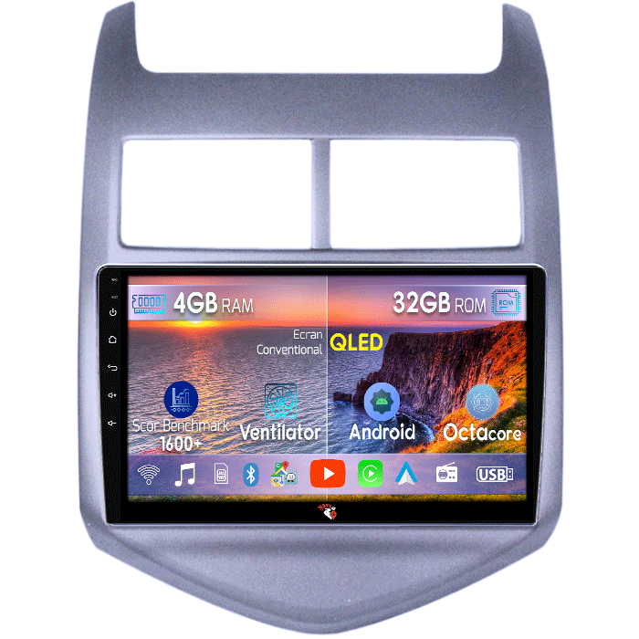 Navigatie dedicata Chevrolet Aveo 2011-2015, 4 GB RAM 32 ROM, Android 13, Display QLED, 9",DSP, Carplay, Android Auto, Internet, Youtube , Waze , Wi Fi , Usb , Bluetooth , Mirrorlink [1]