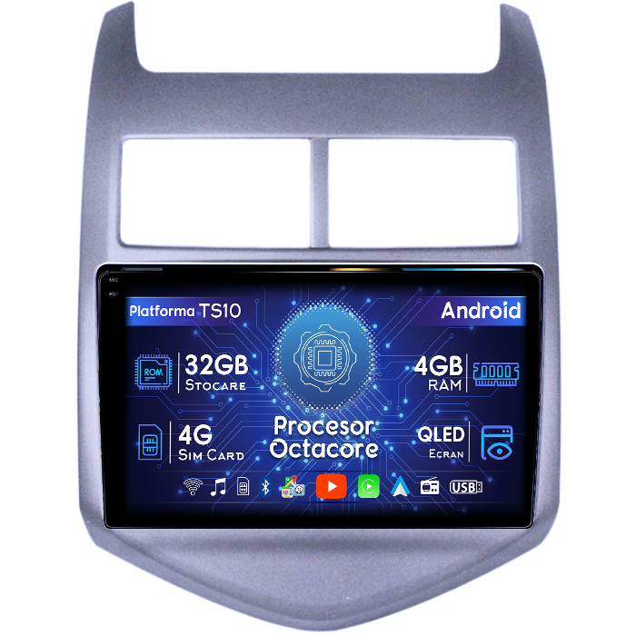 Navigatie dedicata Chevrolet Aveo 2011-2015, 4GB RAM 32GB ROM, Octacore, Android 14, Display QLED 1K 9", DSP, Carplay&Android Auto, SIM 4G, Bluetooth, Ventilator Activ [1]